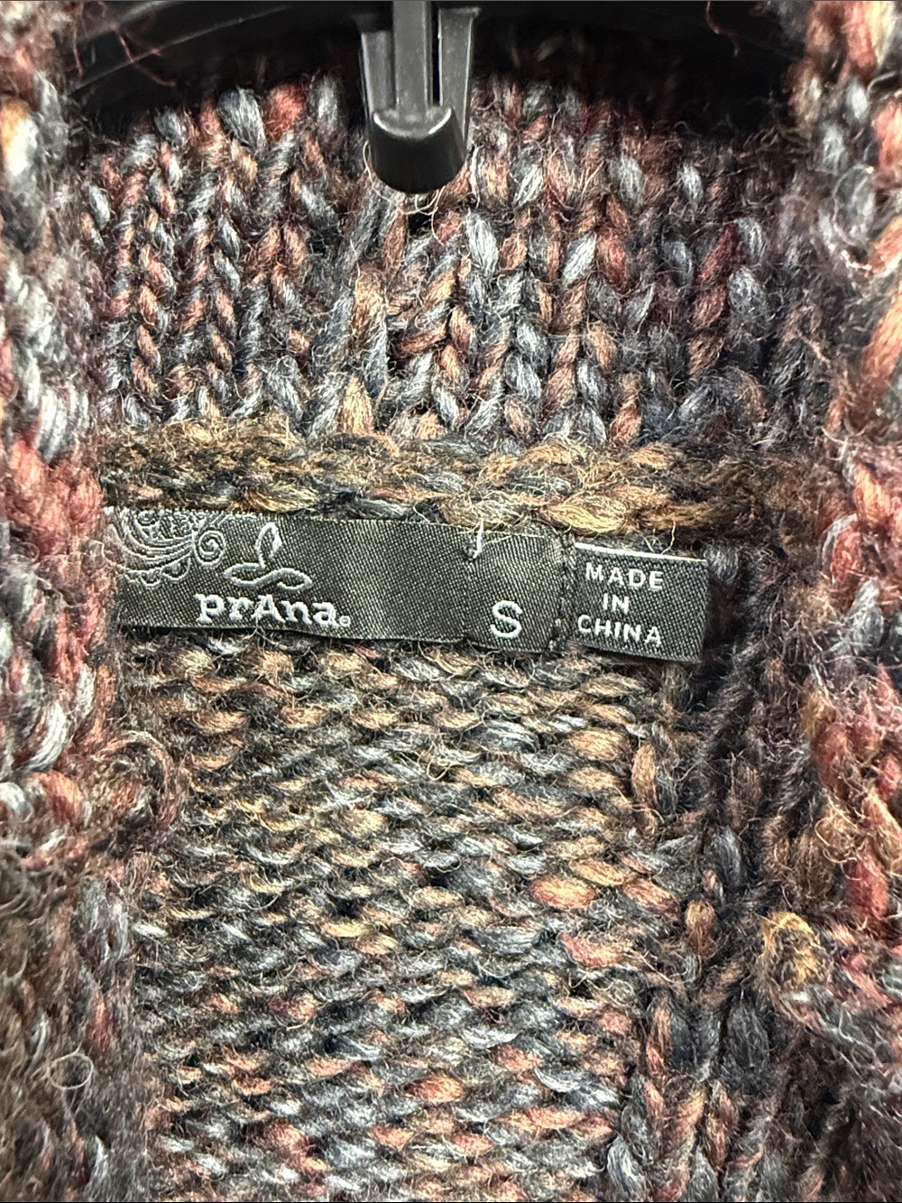 Prana Multicolor Chunky Open-Front Women’s Cardigan - Rust, Brown & Cream - Picture 2 of 5